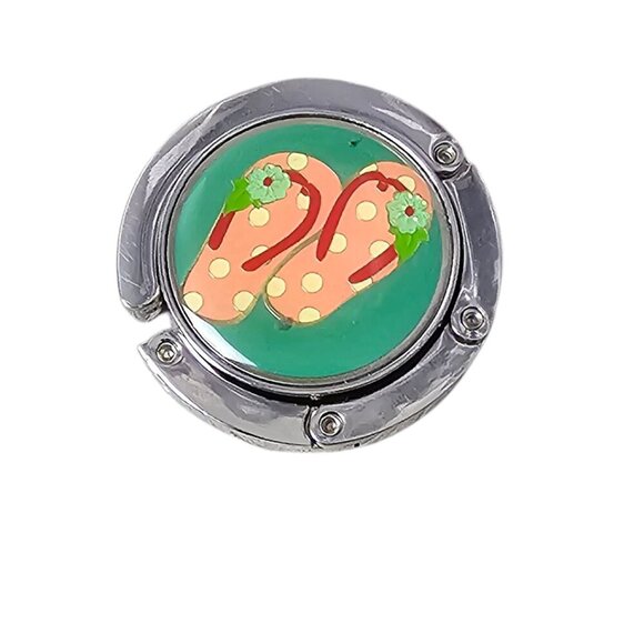 Handbag Hanger Retro Summer Flip Flop Foldable Purse Hook - Picture 2 of 6